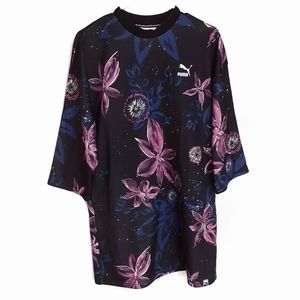 PUMA Archive Floral Logo Print Mini Shirt Dress Size Medium